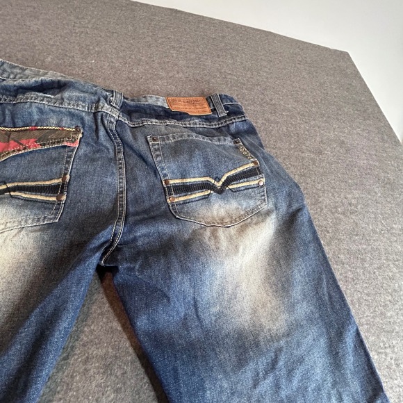 Parish Nation Distressed Denim Jeans Mens Size 40 Blue Wash Embellished Pockets - Picture 14 of 16